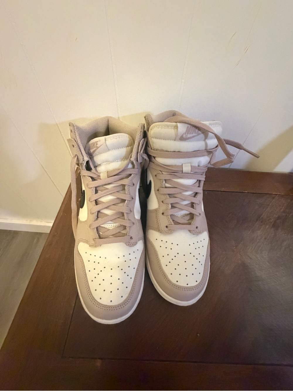 Nike High-Top Sneakers in Beige, White and Black Accent